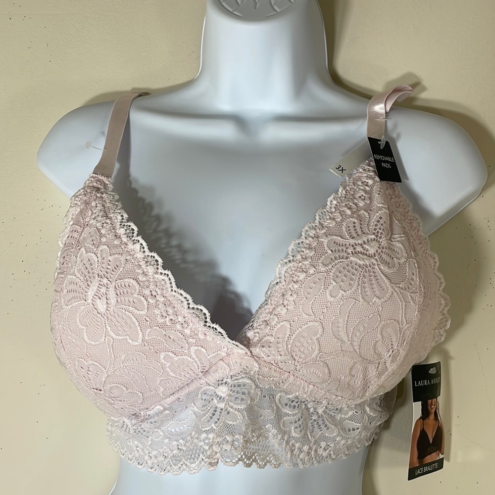 Laura Ashley Sexy Wireless Lace Bralette. 3X. NWT.